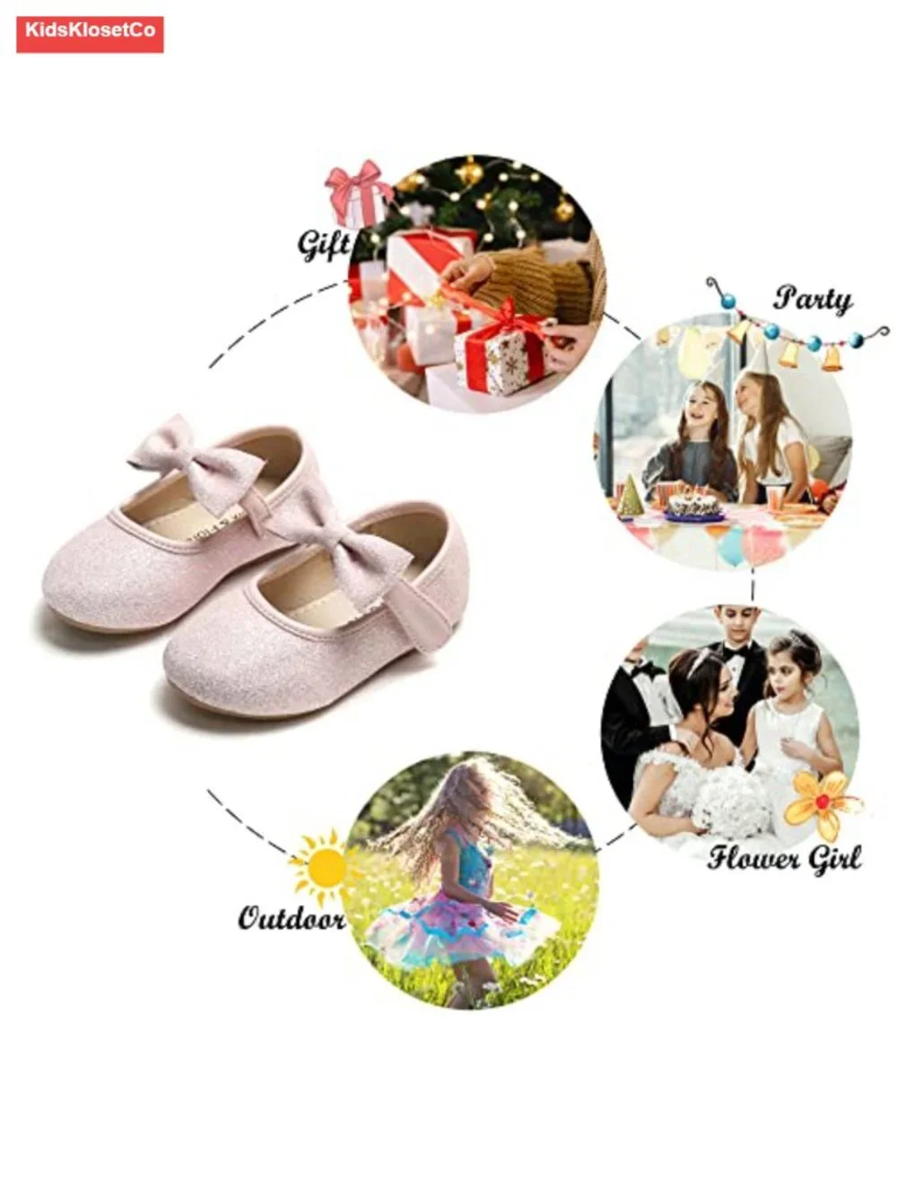 Toddler Girls Mary Jane Flats Glitter Sequins Slip Resistant Wedding Party Shoes